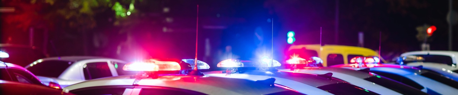 Police cars with lights